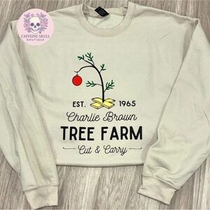 Gildan Cream Sweatshirt - Charlie Brown Tree Farm Design